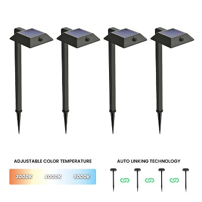 Square Black Solar LED Pathway Lights Multipack with Adjustable Color Temperature