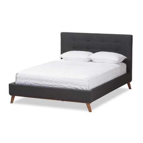 Valencia Mid Century Modern Fabric Platform Bed Baxton Studio