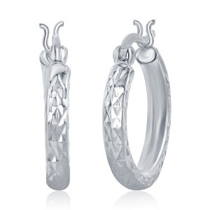 Bella Silver Sterling Silver Small D-C Hoop Earrings - Silver - 1 of 2