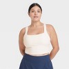 Women's Everyday Soft Light Support Ribbed Square Neck Cropped Sports Bra - All In Motion™ - 3 of 4