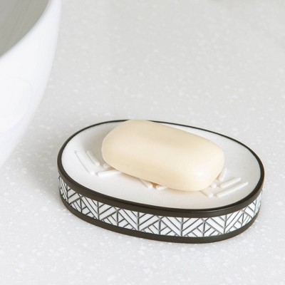 Shelby White and Black Resin Geometric Soap Dish
