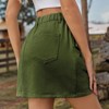 Women Washed Skirt, Elastic Waist Casual Stylish Cargo Mini Skirt with Multi Pockets for Casual Outings - 2 of 4