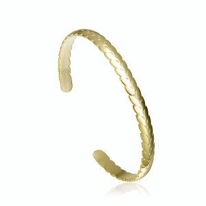 14K Gold-Plated Leaf Cuff Bracelet, showcasing a delicate and nature-inspired design that adds a touch of elegance to any outfit. - 1 of 4