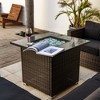 Christopher Knight Home Meredith Modern 40,000 BTU Outdoor Square Propane Steel Fire Pit Table with Lid, Glass Rocks and Rain Cover - 2 of 4