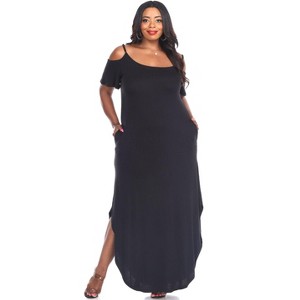 Women's Plus Size Cold Shoulder Lexi Maxi Dress with Pockets - White Mark - 1 of 3