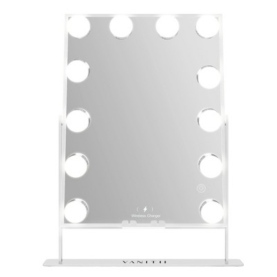HOMLUX Wireless Charging Makeup Mirror - Adjustable LED, Detachable 10X Magnification, Smart Touch