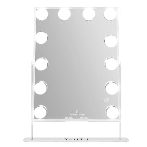 HOMLUX Wireless Charging Makeup Mirror - Adjustable LED, Detachable 10X Magnification, Smart Touch - 1 of 4
