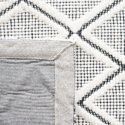 Elegant Marbella Handwoven Flatweave Black & Ivory Wool Rug