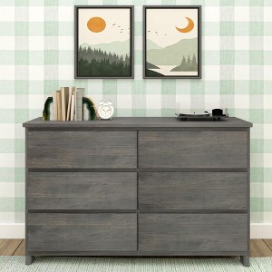 Max & Lily 6 Drawer Dresser, Storage Drawers Farmhouse Solid Wood Bedroom Dressers - 1 of 4