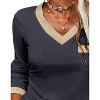 Imily Bela Womens Long Sleeve T Shirts Casual V Neck Color Block Tunic Tops Loose Basic Top - 2 of 4