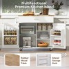 Mobile Kitchen Island Cart featuring Rubberwood Counter, Storage Space, Roomy Drawer with Partition & Inner Rack, and an Adjustable Shelf Tower Rack - 3 of 4