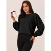 Seta T Women's Elegant Round Neck Chiffon Pleated Long Sleeve Flowy Dressy Business Tops - 2 of 4