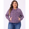 Agnes Orinda Women's Plus Size Classic Denim Long Sleeve with Pockets Fashion Jean Jackets - 2 of 4