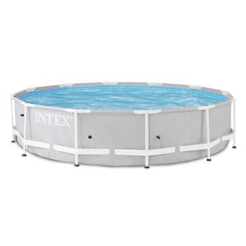 Intex 26710EH Prism 12 foot x 30 inch Prism Frame 6 Person Outdoor Round Above Ground Swimming Pool with Easy Set-Up, (Filter Pump Not Included)