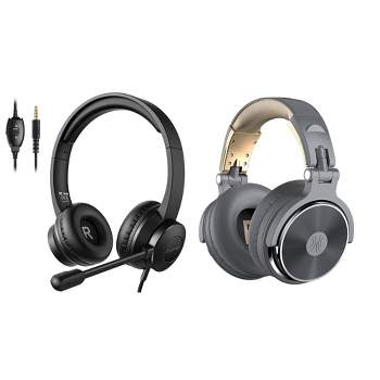 S100 Adjustable Microphone PC Headset w/ OneOdio Pro 10 Over Ear 50mm Driver Wired Studio DJ Headphones Headset