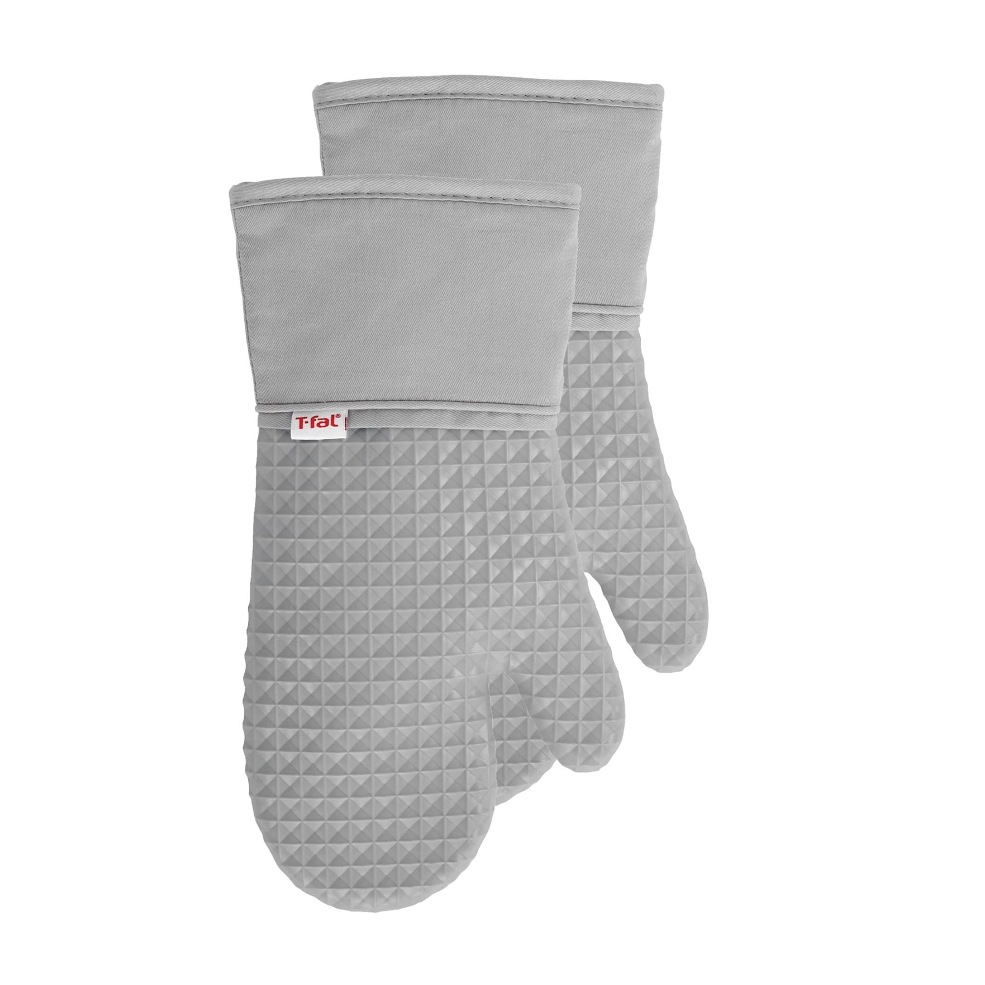 T-fal Flexible Waffle Silicone Oven Mitts Set of Two Gray