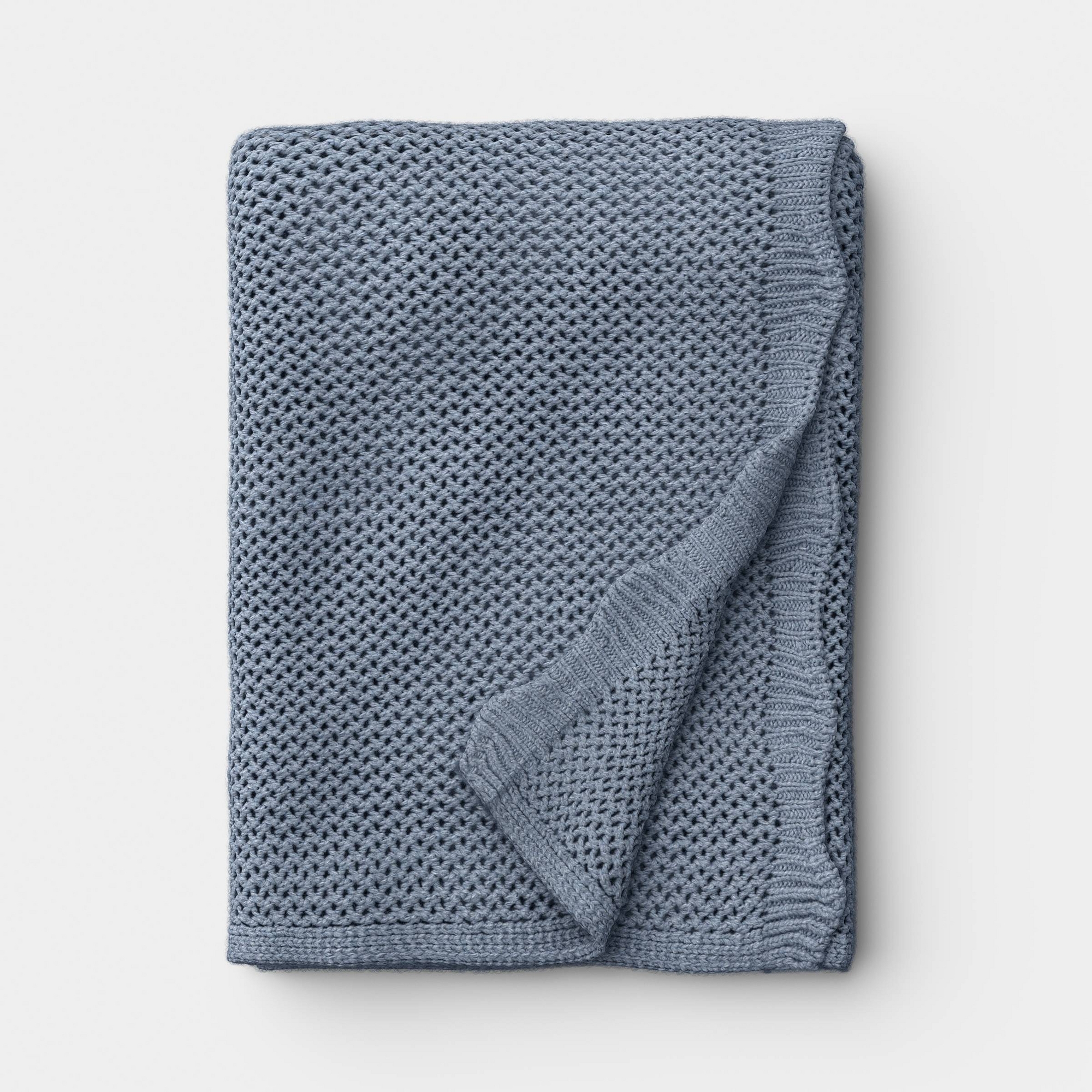 Knit Throw with Scalloped Edge Chicory Blue - Threshold™