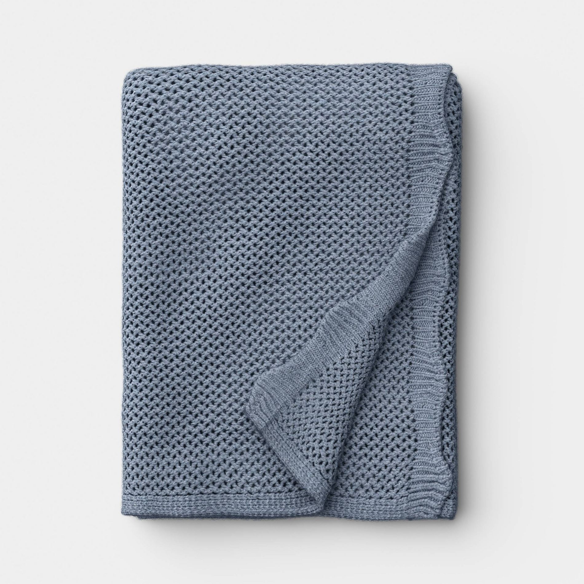 Knit Throw with Scalloped Edge Chicory Blue - Threshold™
