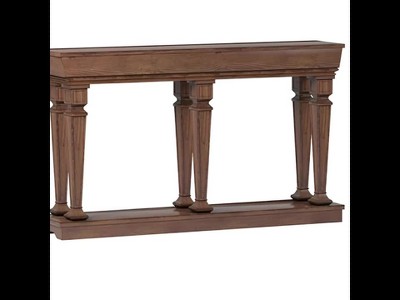 72" Oak Wood Console Table with Storage Shelf