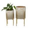 23" Wide 2pc Planter Bohemian Metal Pots Brown - CosmoLiving by Cosmopolitan: Indoor/Outdoor, Weather-Resistant - 2 of 4