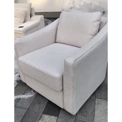 360° Swivel Accent Chair - Modern Linen Upholstered Armchair w/ Ergonomic Backrest for Living Room, Bedroom, Nursery or Office