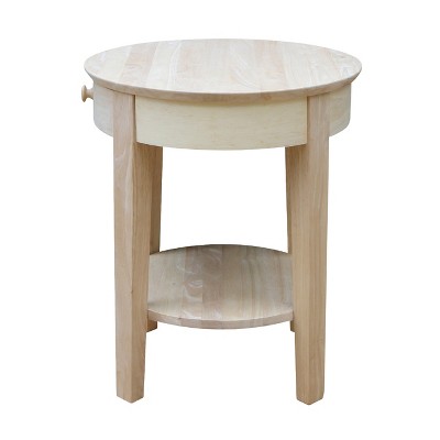 Elegant Solid Parawood Round End Table with Storage