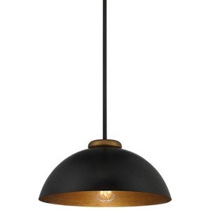 Possini Euro Design Black Gold Pendant Light 15 1/2" Wide Modern Industrial Dome Metal Shade for Dining Room House Foyer Kitchen - 1 of 4