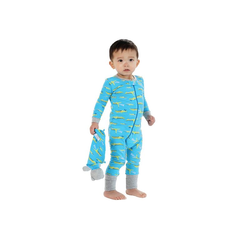 Sleep On It Infant Boys Long Sleeve Super Soft Snuggle Jersey Zip-Up Coverall Pajama with Matching Blankey Buddy, 3 of 5