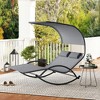 Tangkula Outdoor Double Chaise Rocker Rocking Daybed Sun Lounger w/ Sun Shade Canopy - 4 of 4