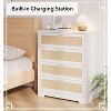 4-Drawer Rattan Dresser with Power Outlets, Modern Wooden Storage Chest for Bedroom, Living Room, Hallway,  Entryway - 3 of 4