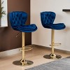 Leovsnove Barstools Set of 2 Modern Swivel Pub Height Barstool, High Dining Chair with Velvet Seat, Backrest, Armless Hydraulic Counter Stool - 2 of 4