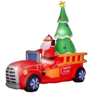 TopComfy Decorative Holiday Scene Props Inflatable Santa Truck Christmas Tree Eye Catch Christmas Decor for Yard, Multicolored, 12.61"*10.64"*6.3" - 1 of 4