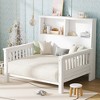 Twin Size Platform Bed Crib Bed Frame with Storage Headboard & Safety Guardrails, Pull-Out Playpen & Convertible Sofa - ModernLuxe - 2 of 4