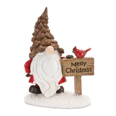 Festive Red and White Resin Santa Gnome Figurines Set