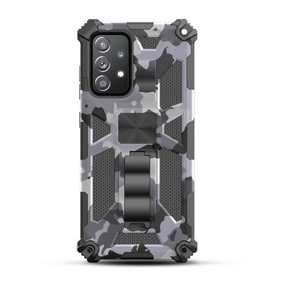 MyBat Sturdy Hybrid Protector Cover Case (with Stand) Compatible With Samsung Galaxy A52 5G - Gray Camouflage / Black