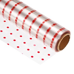 Unique Bargains Clear Flower Wrapping Paper 98ft x 16in Wrap Roll Gift Wrapping 2.5 Mil Thick Film Red Polka Dots - 1 of 4