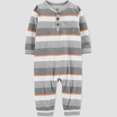 Baby Boys' Striped Jumpsuit - Just One You® made by carter's Orange/Gray 3M