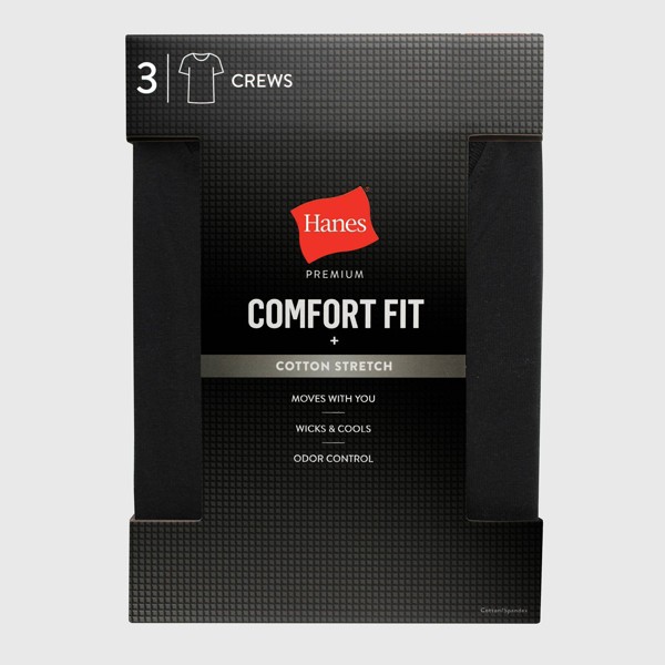 Paquete de 3 camisetas interiores de cuello redondo para hombre Hanes Premium 2