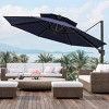 11.5' x 11.5' Double Top Round Aluminum Offset Umbrella Outdoor Hanging Cantilever Umbrella Navy - Crestlive Products - 2 of 4