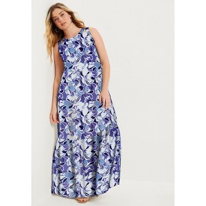 June + Vie by Roaman's Women's Plus Size Cutout Neckline Maxi Dress - 1 of 4