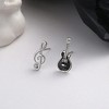 Asymmetric Guitar Earrings - Cubic Zirconia Music Note & Treble Clef Studs, Sweet Dainty Jewelry - 2 of 4