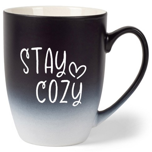 Elanze Designs Stay Cozy Two Toned Ombre Matte Black And White 12 Ounce ...