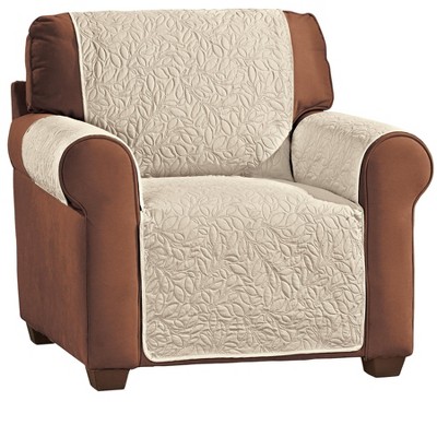 Collections Etc Leaf-Textured Pattern Furniture Protector Chair Beige