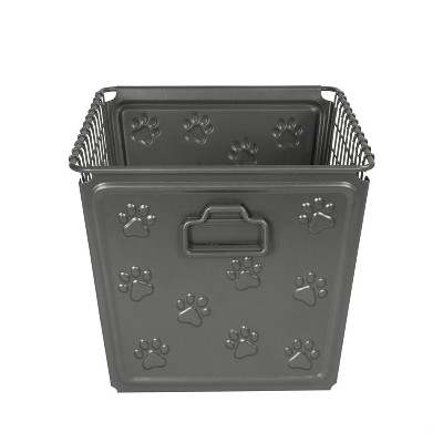 Vintage-Inspired Square Pet Supply Storage Basket in Dark Gray