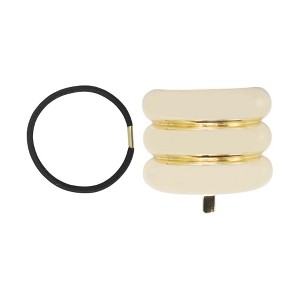 Unique Bargains Women's Triple-layer Glossy Ponytail Buckle Hair Clip Gold Tone 1 Set - 1 of 4