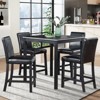Gulches 5-Piece Counter Height Dining Set - Black Square Wooden Table with Crystal Decor & 4 Upholstered Chairs, 330LBS Capacity, Space-Saving - 4 of 4