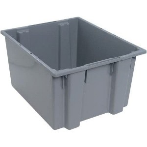 Quantum Storage Systems Stack And Nest Tote, 23-1/2"W X 19-1/2"D X 13"H, Heavy Duty, 2.60 Cu. Ft. Capacity, Gray Polypropylene - 1 of 2