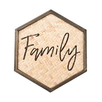 VIP Wood 21 in. Brown Family Hexagon Wall Decor