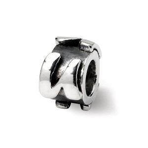 Black Bow Jewelry Sterling Silver Letter U, Alphabet Bead Charm - 1 of 3