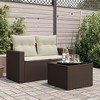 vidaXL Garden Table Brown PE Rattan, Powder-Coated Steel, Tempered Glass - 3 of 4